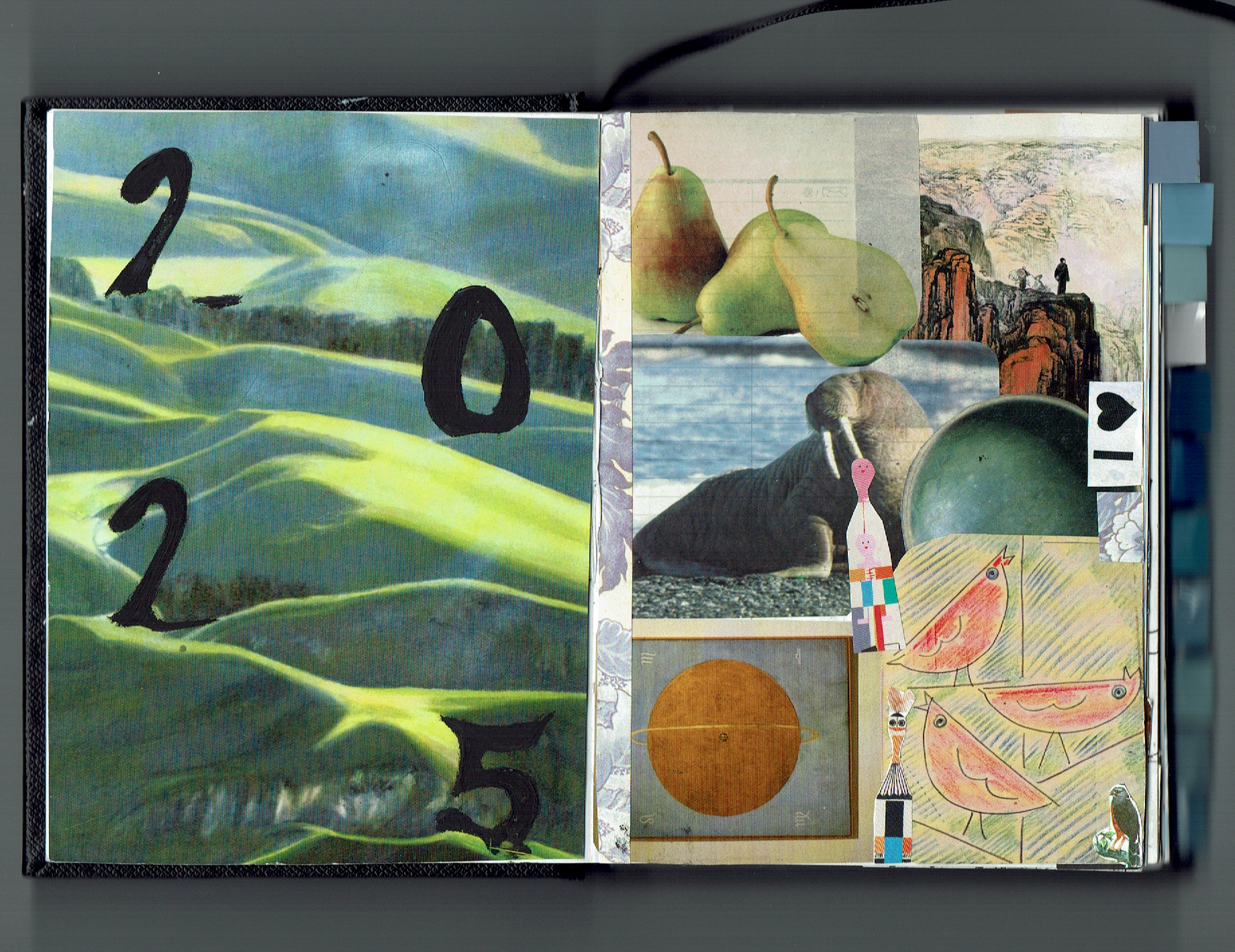 A scan of a collage in a diary